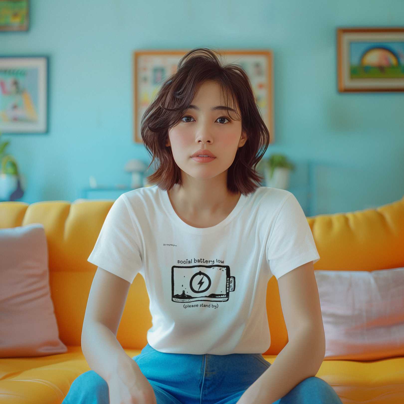 SOCIAL BATTERY LOW Shirt – Funny Introvert Graphic Tee for Socially Drained People and Quiet Personalities