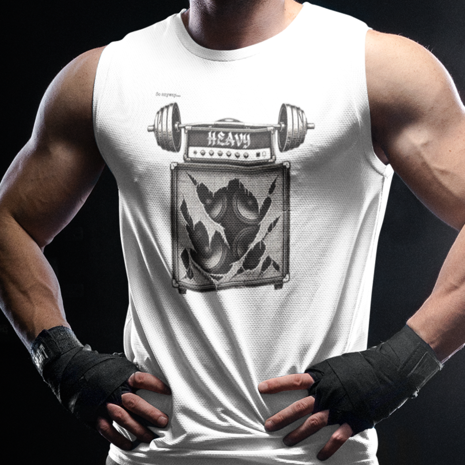 Muscle Tank — 'Heavy' Amp & Dumbbell Graphic