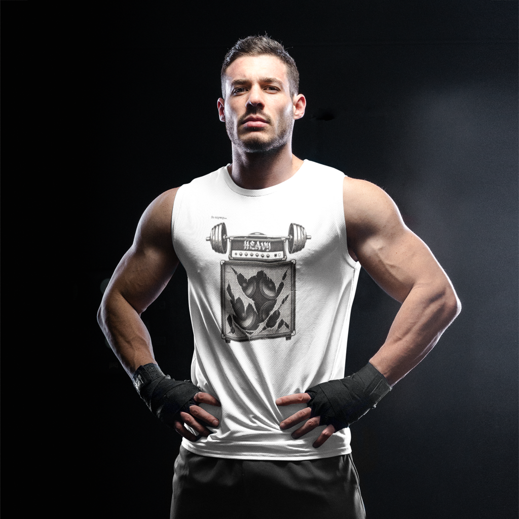 Muscle Tank — 'Heavy' Amp & Dumbbell Graphic