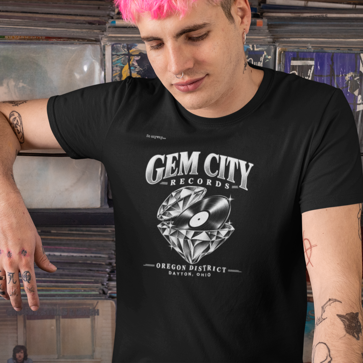 Gem City Records Tee | Dayton Oregon District Vinyl Tribute