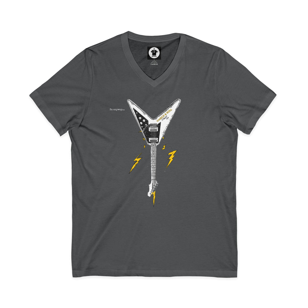 V-NECK & ROLL Dark – Funny Rock Music Guitar Lightning Graphic T-Shirt
