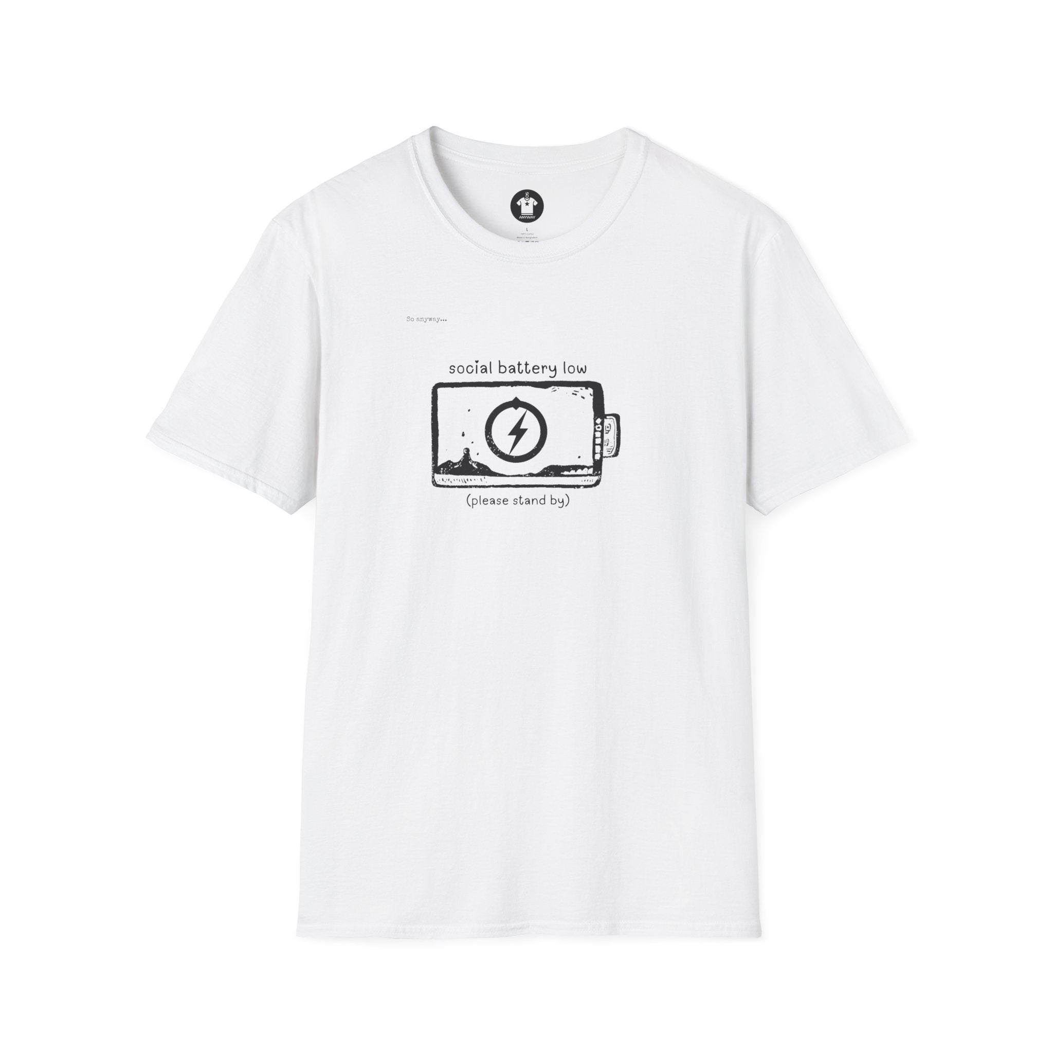 SOCIAL BATTERY LOW Shirt – Funny Introvert Graphic Tee for Socially Drained People and Quiet Personalities