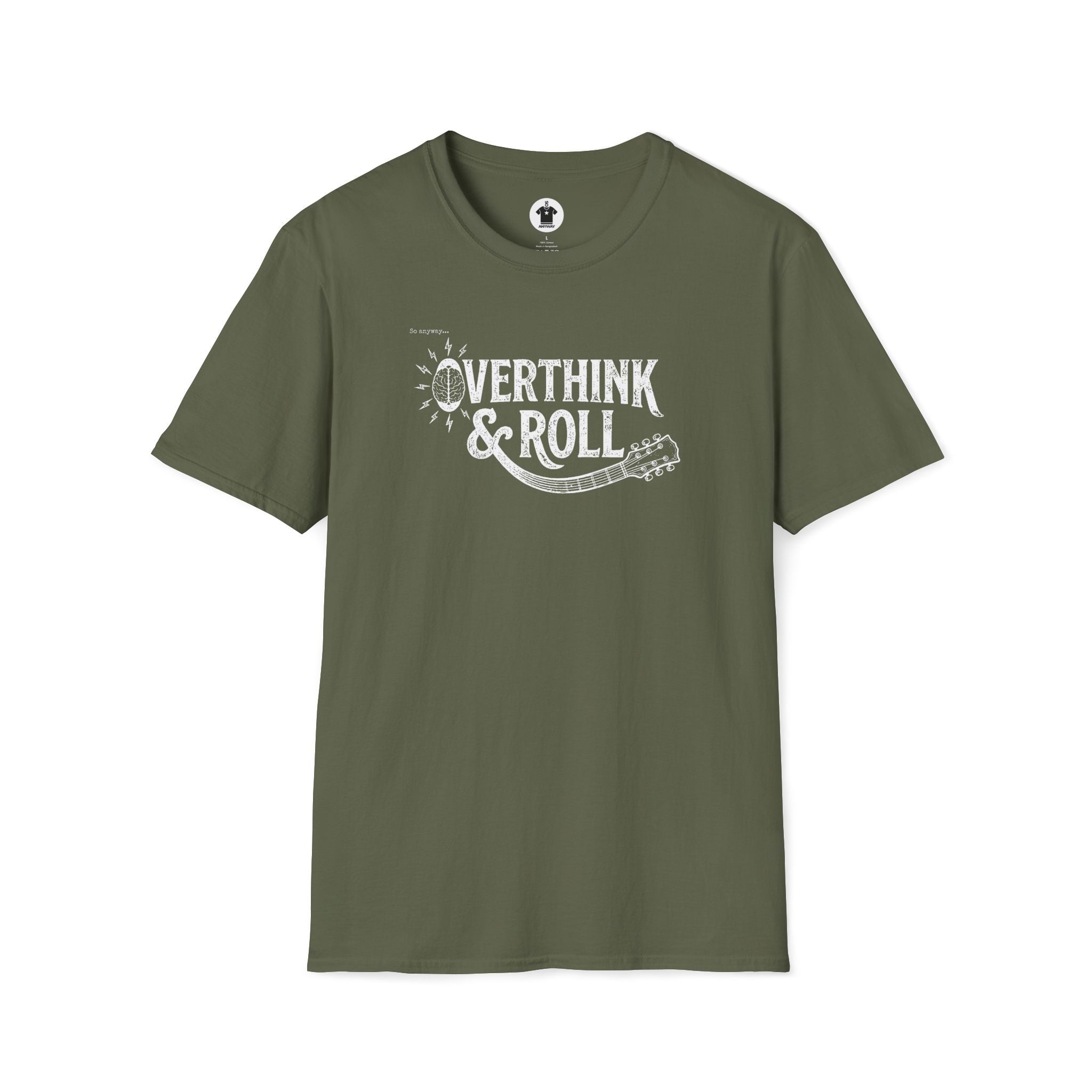 OVERTHINK & ROLL Dark – Funny Overthinking Rock Music Guitar Graphic T-Shirt