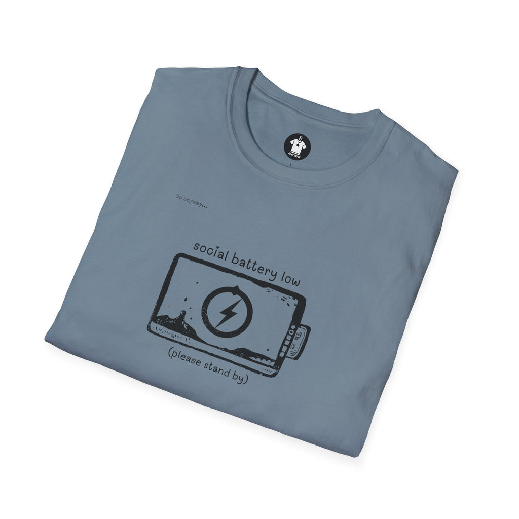 SOCIAL BATTERY LOW Shirt – Funny Introvert Graphic Tee for Socially Drained People and Quiet Personalities