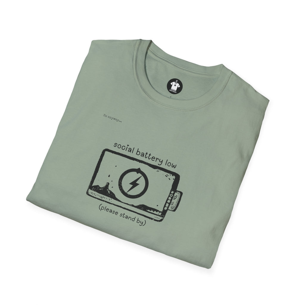 SOCIAL BATTERY LOW Shirt – Funny Introvert Graphic Tee for Socially Drained People and Quiet Personalities