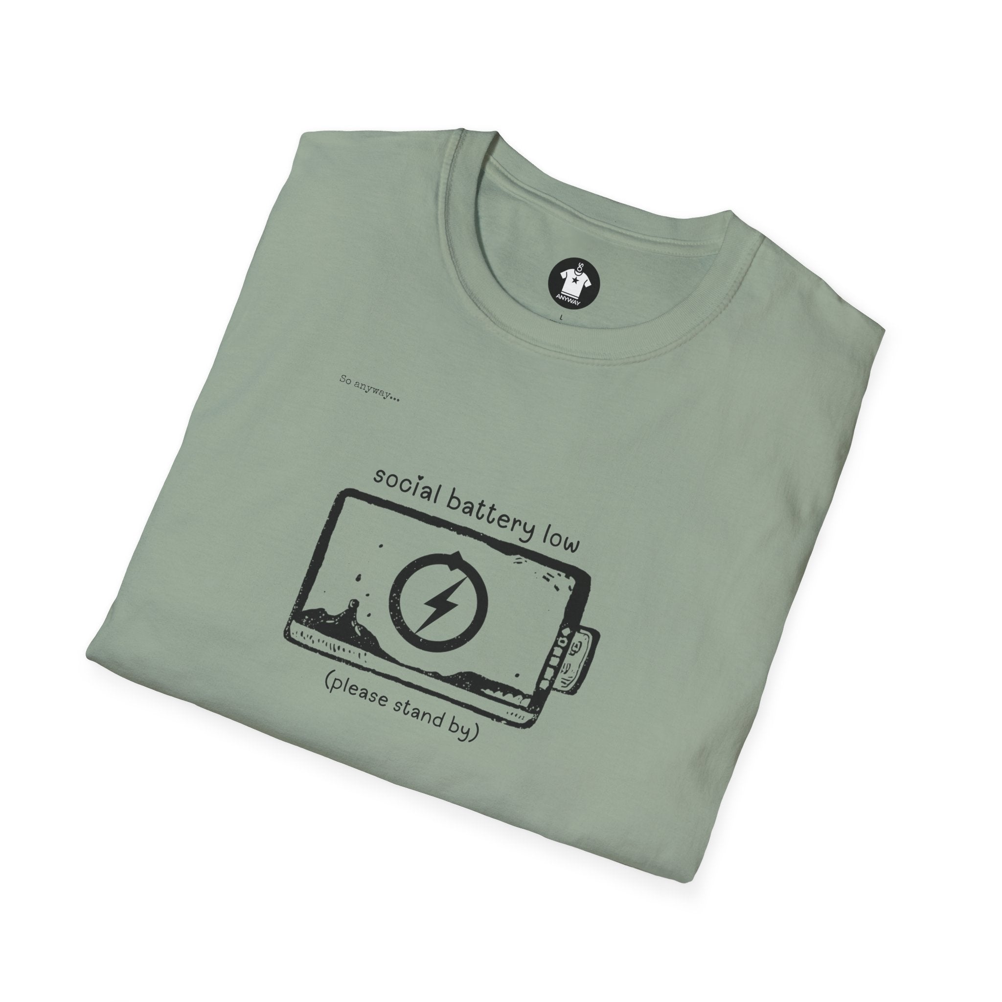 SOCIAL BATTERY LOW Shirt – Funny Introvert Graphic Tee for Socially Drained People and Quiet Personalities