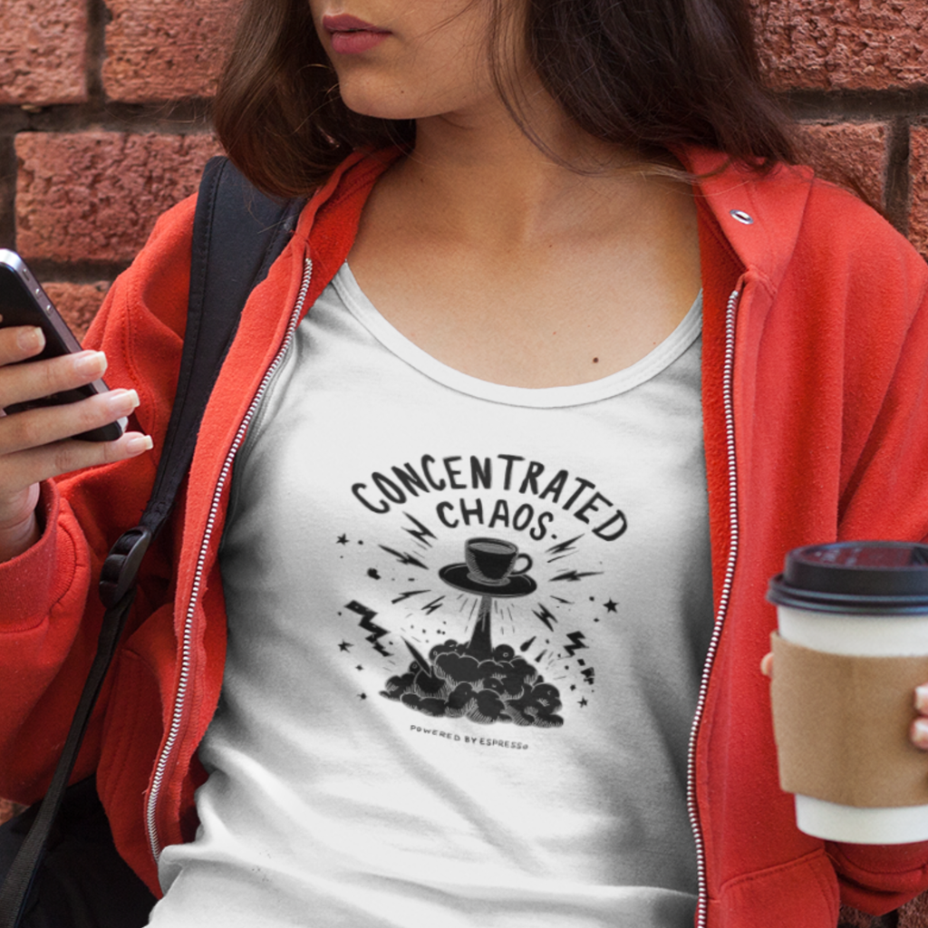 CONCENTRATED CHAOS Light – Funny Coffee Addiction Graphic Tee