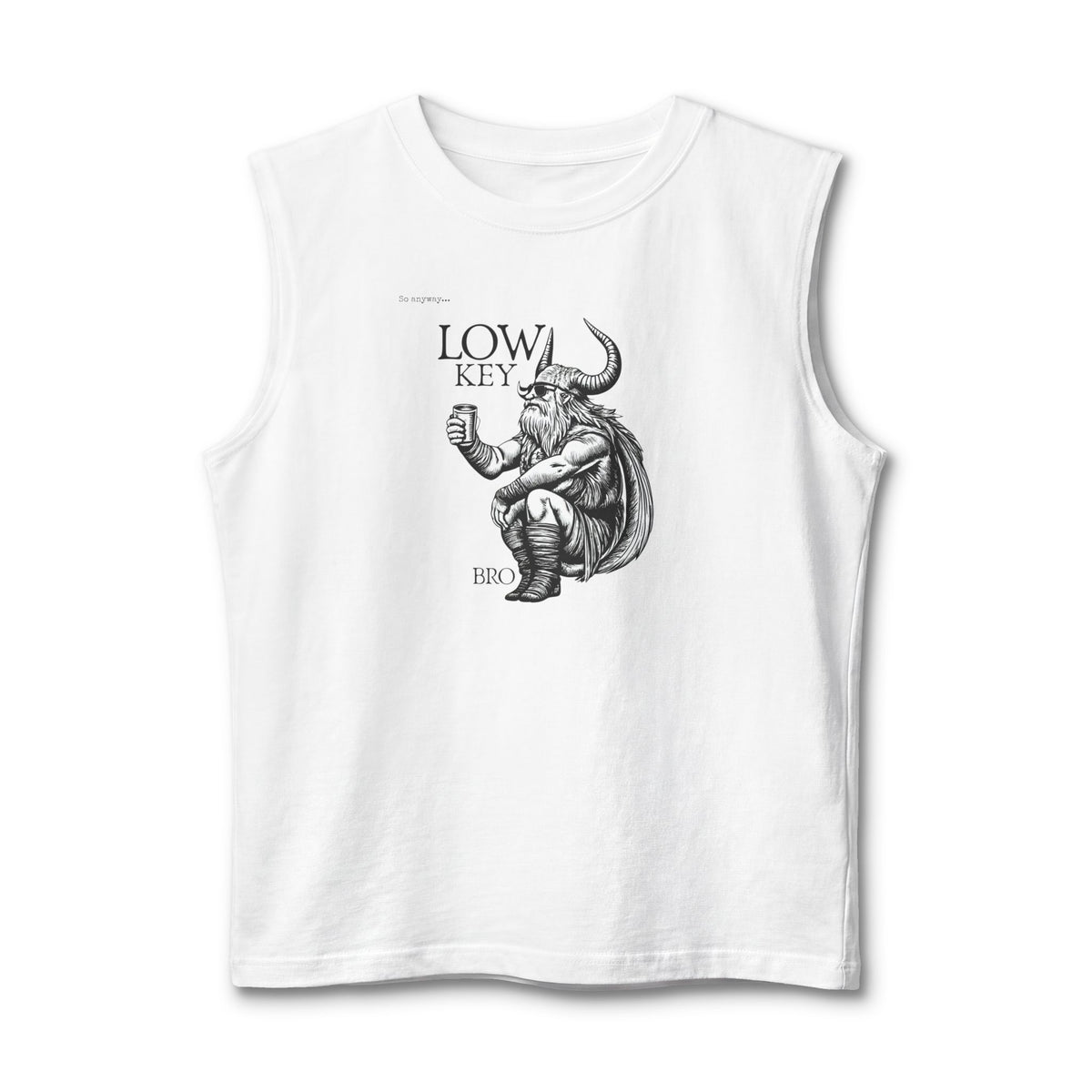 LOW KEY, BRO - Loki Norse Mythology Pun Graphic Unisex Jersey Muscle Tank