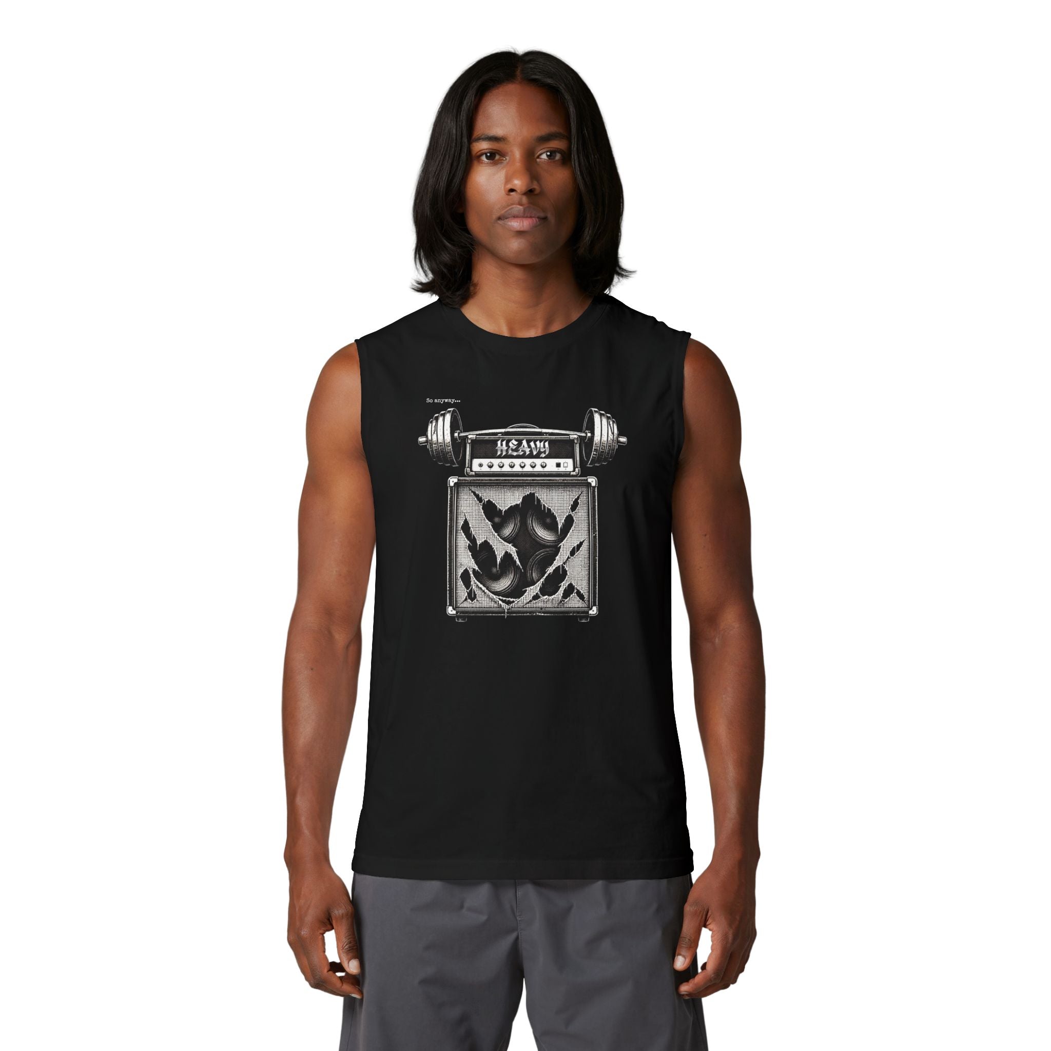 Muscle Tank — 'Heavy' Amp & Dumbbell Graphic