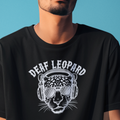DEAF LEOPARD Dark - Rock Pun Leopard Graphic T-Shirt
