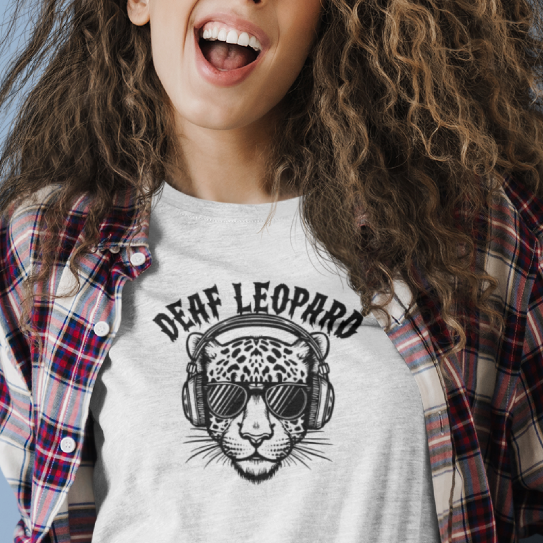 DEAF LEOPARD Light - Rock Pun Leopard Graphic T-Shirt