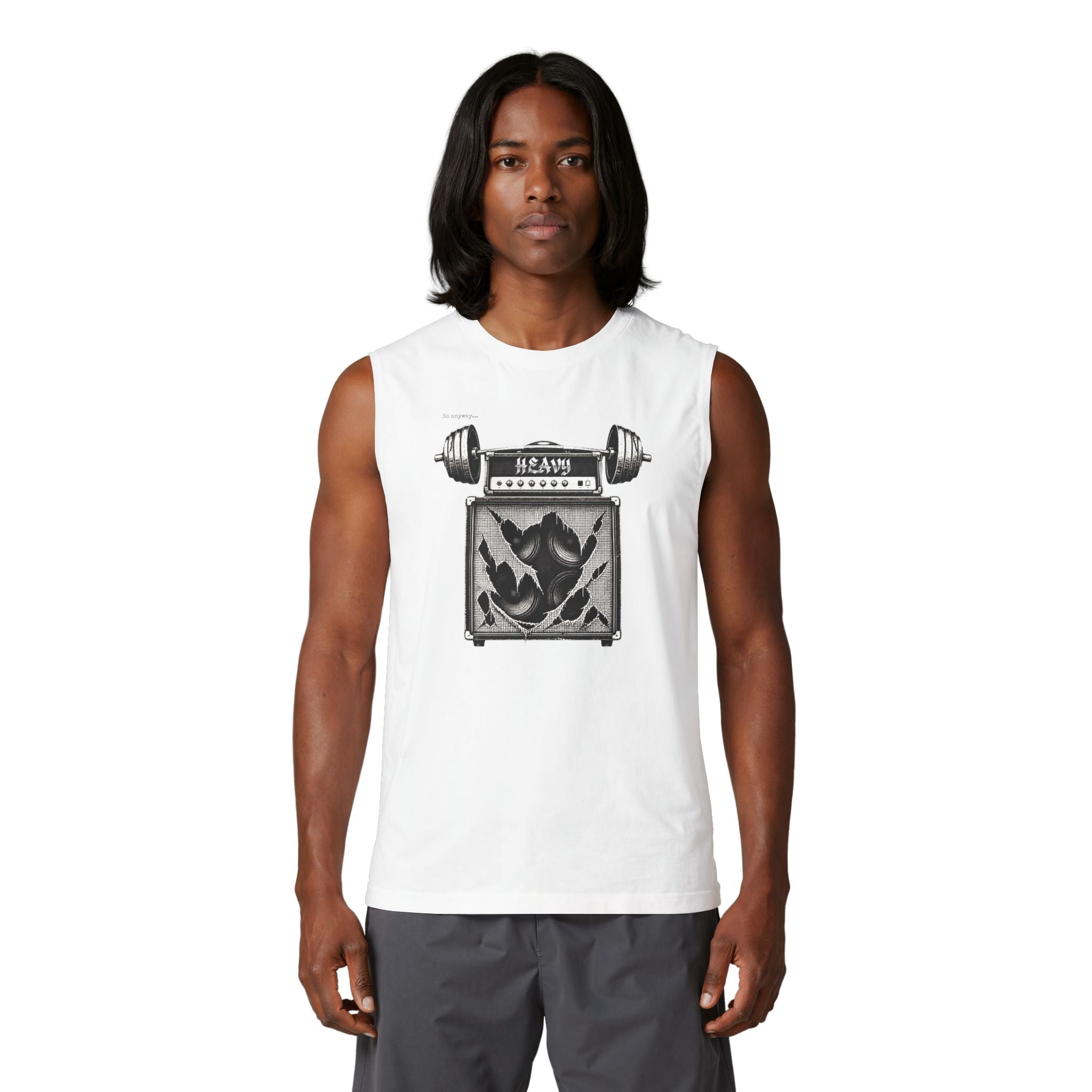 Muscle Tank — 'Heavy' Amp & Dumbbell Graphic