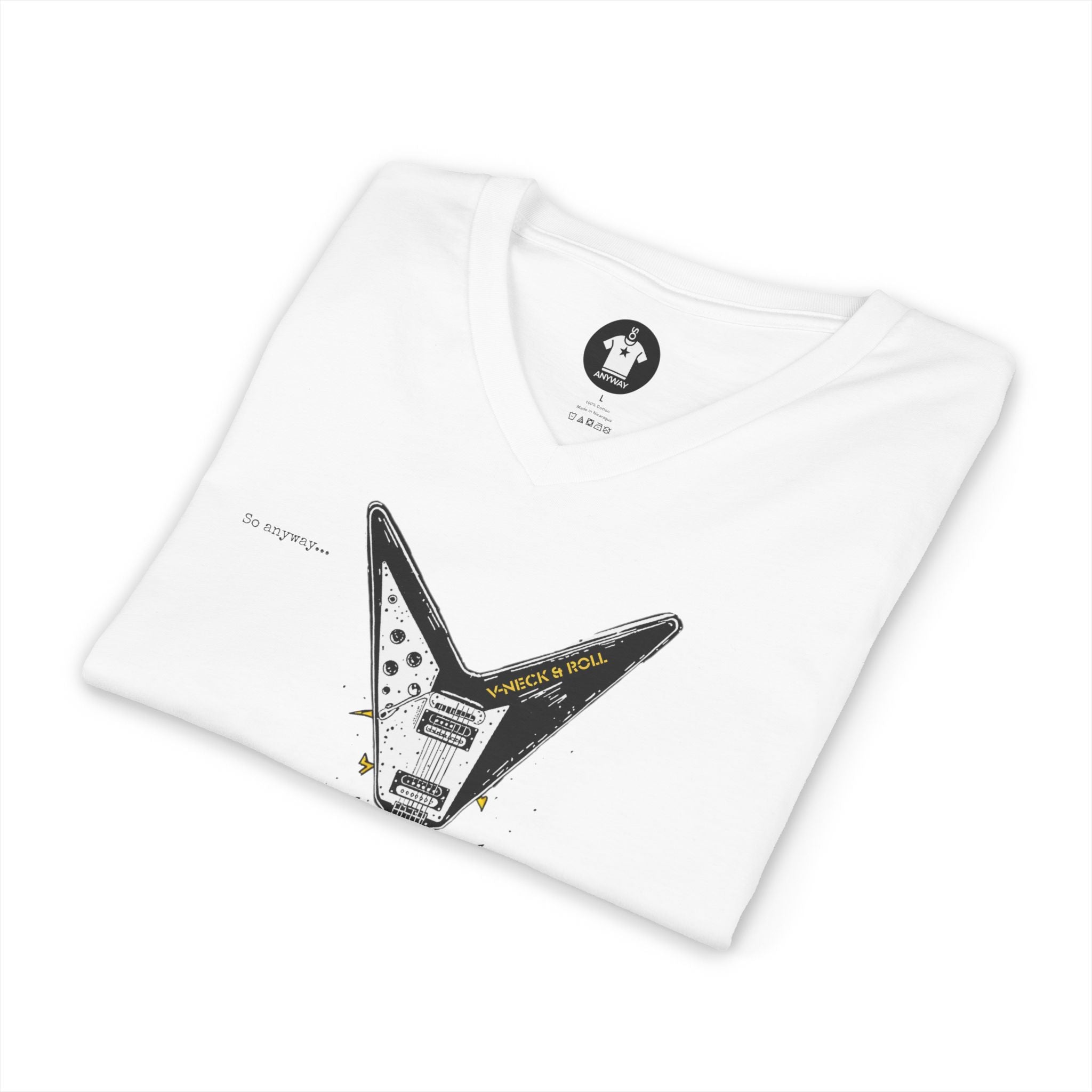 V-NECK & ROLL Light – Funny Rock Music Guitar Lightning Graphic T-Shirt