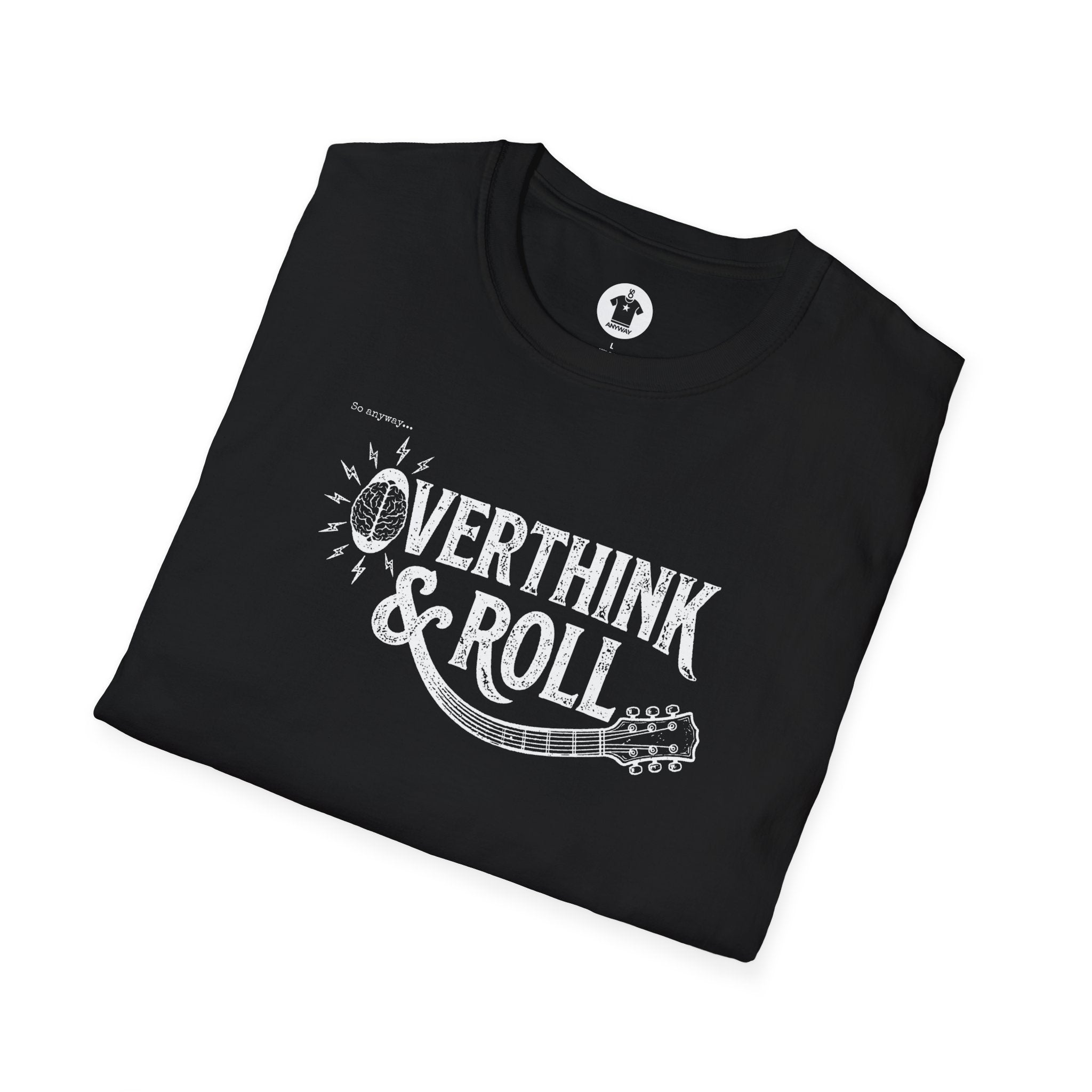 OVERTHINK & ROLL Dark – Funny Overthinking Rock Music Guitar Graphic T-Shirt