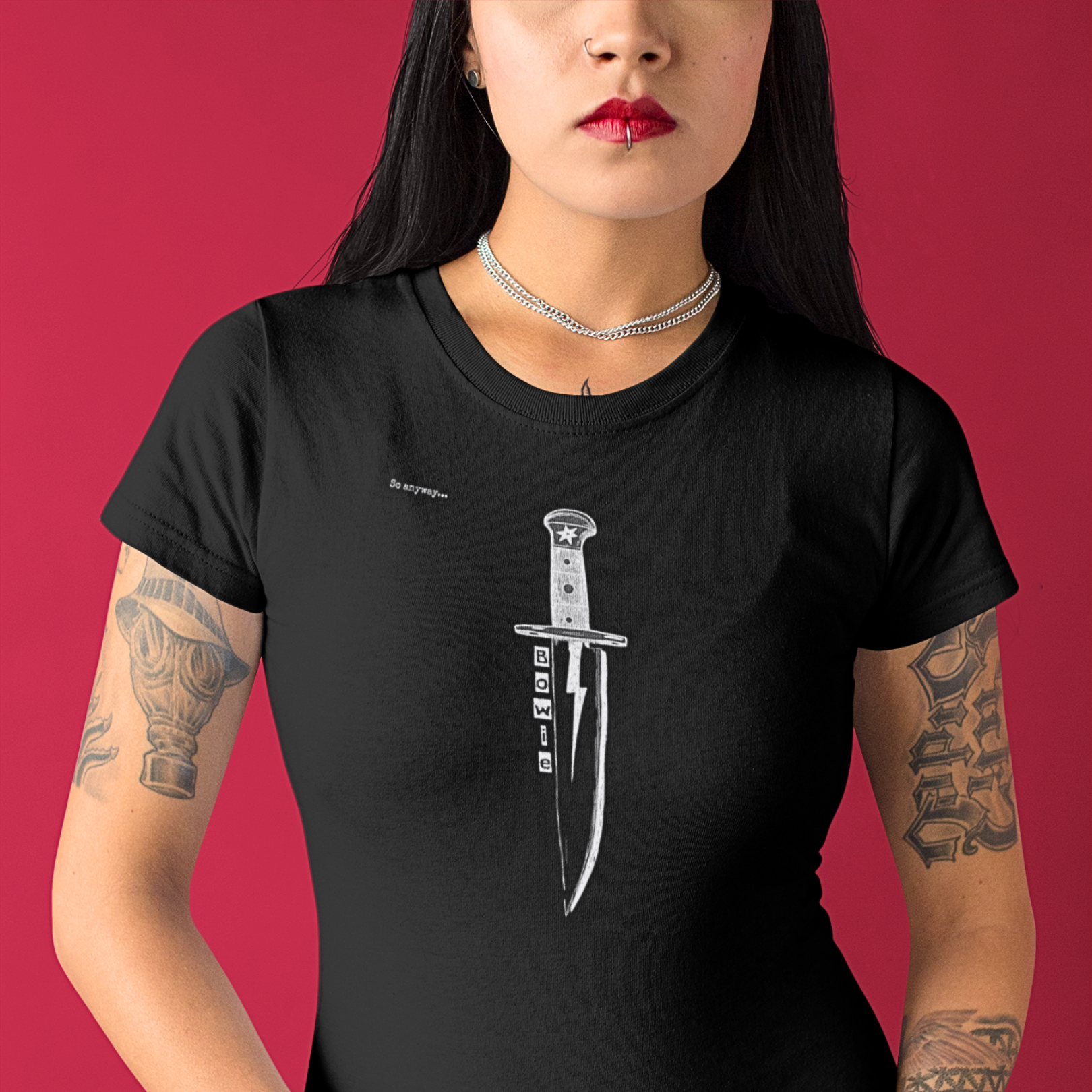 BOWIE KNIFE Dark - Lightning Bolt & Black Star Graphic Tee