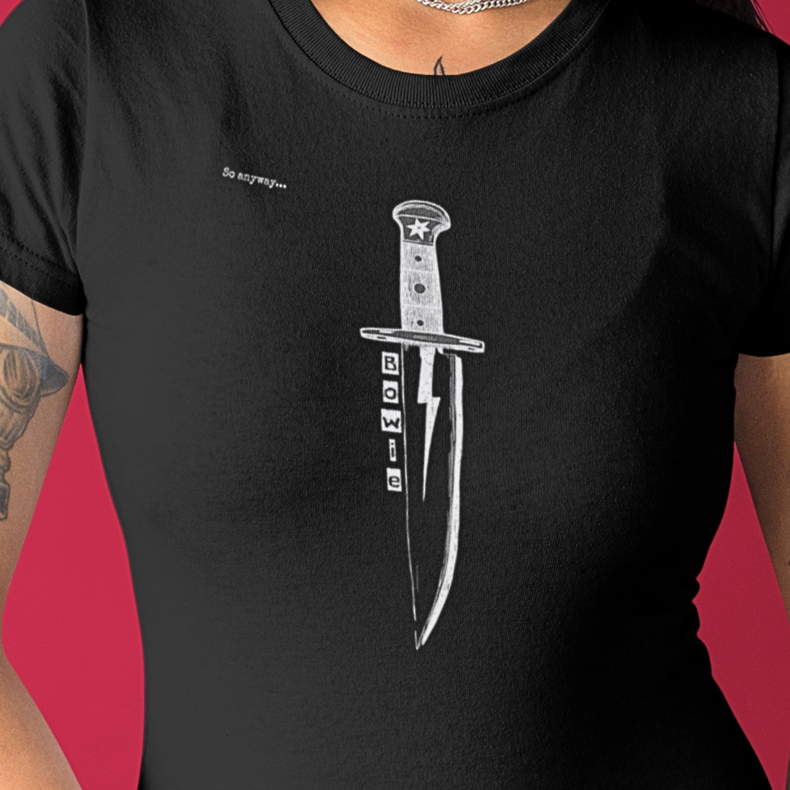 BOWIE KNIFE Dark - Lightning Bolt & Black Star Graphic Tee