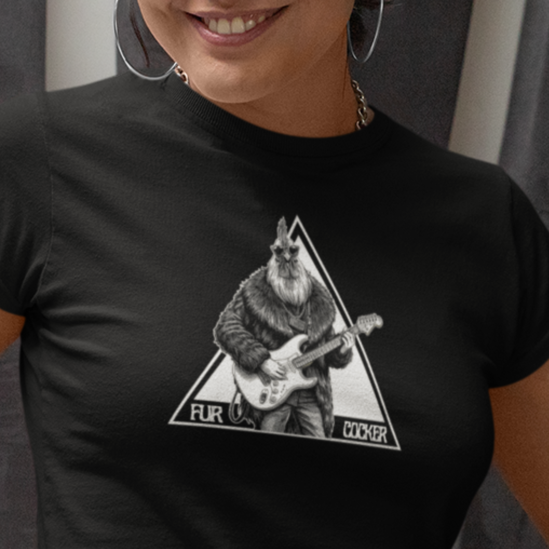 FUR COCKER Dark - Rock Rooster Unisex T-Shirt