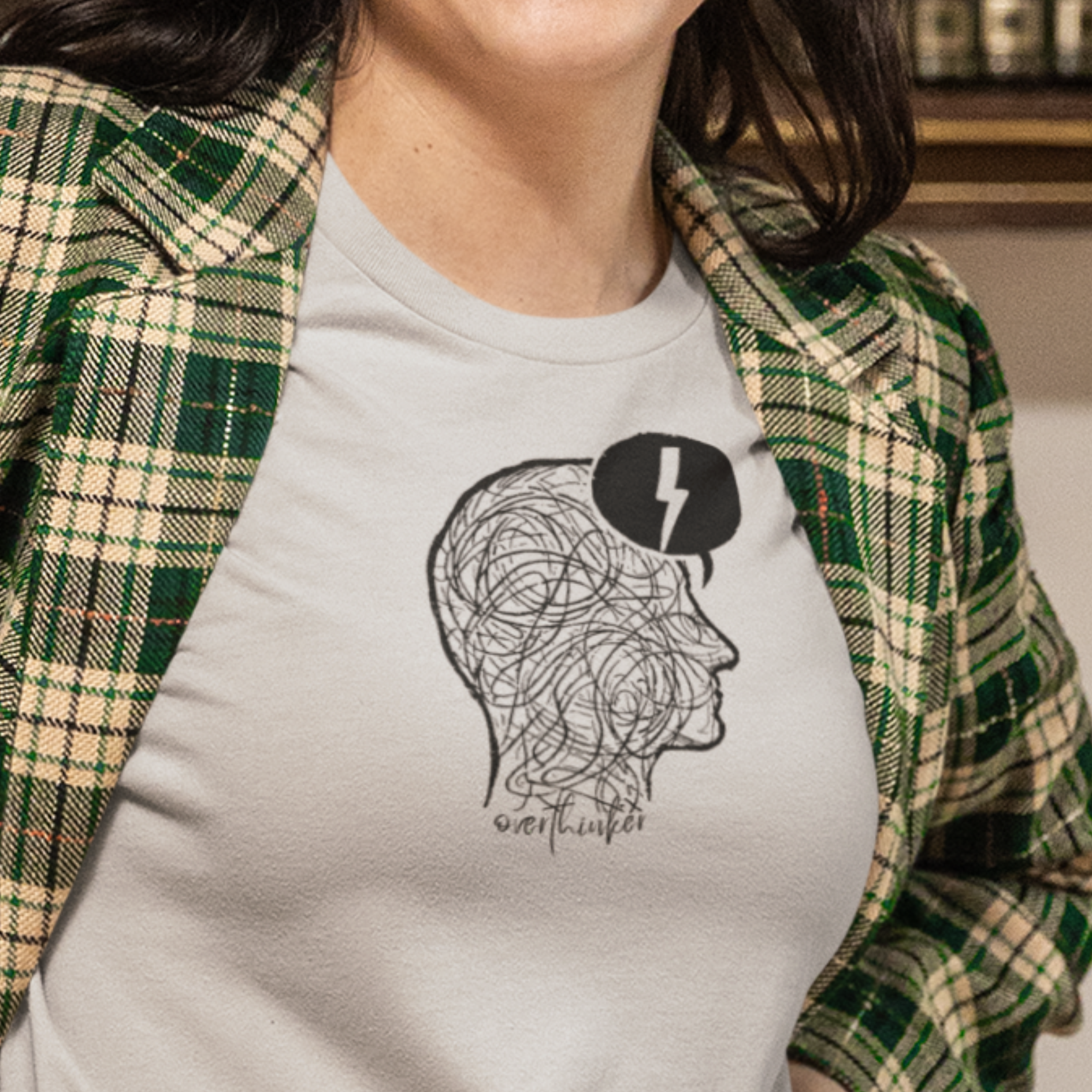 OVERTHINKER Light – Minimalist Funny Graphic Unisex T-Shirt
